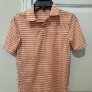 Boys Southern Tide Orange and White Striped performance Polo Shirt
